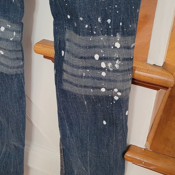 EVOLUTION IN DESIGN Distressed Paint Splatter Blue Jeans Size 20 - Picture 10 of 11